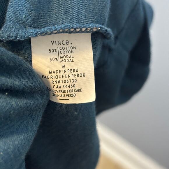 Vince Luxe Deep V Neck Blue Tunic/Dress Chic Breathable Cotton Modal Medium - Picture 5 of 8